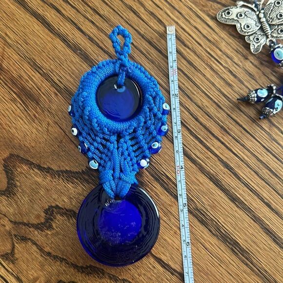 Evil Eye Bundle. Handmade.  Beautiful.  Hanger and Keychain with Butterfly - Picture 4 of 6